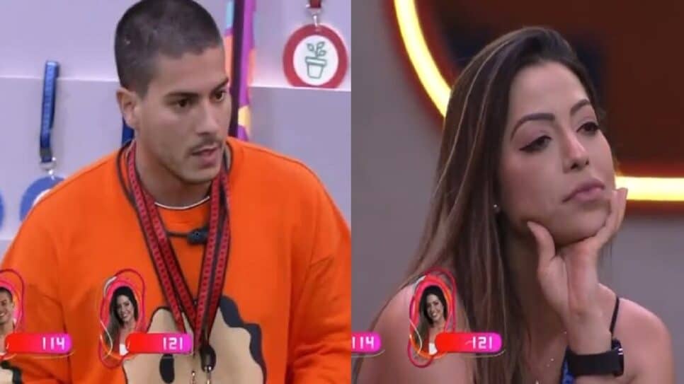 Arthur bate-boca com Laís no BBB22 (Foto: Reprodução)
