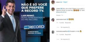 Lair Rennó apresentará o “MG Record” (Foto: Reprodução / Instagram)