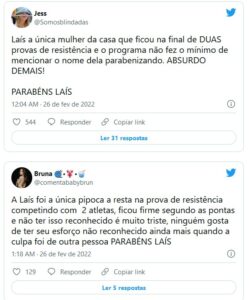 Nas redes sociais, os internautas sentiram que Tadeu desmereceu Laís (Foto: Reprodução / Twitter)