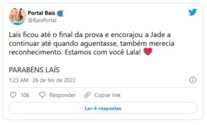 Nas redes sociais, os internautas sentiram que Tadeu desmereceu Laís (Foto: Reprodução / Twitter)