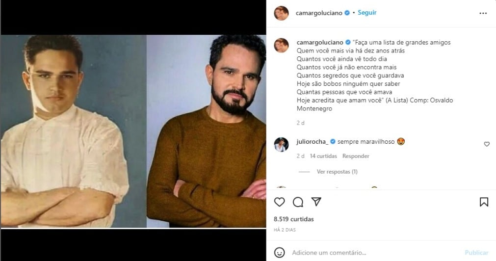 Publicação de Luciano Camargo no Instagram (Foto: Reprodução/Instagram)