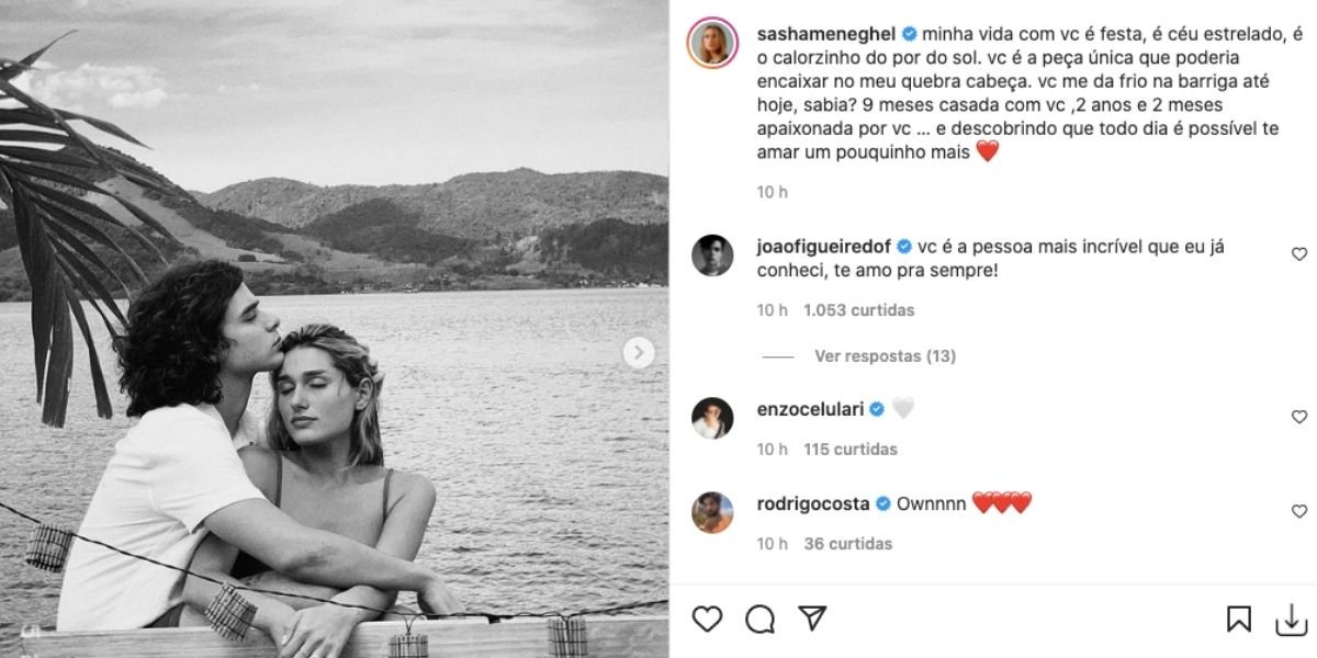 A famosa modelo e filha da ex-apresentadora da Globo, Sasha expôs todo o seu amor nas redes sociais (Foto: Reprodução)