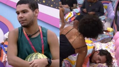 Imagem do post BBB22: Natália tenta acordar Eliezer com beijos e irrita Vyni: “Vai tomar atenção”