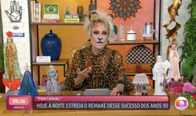 Ana Maria Braga vestida de onça (Foto: Reprodução - TV Globo)