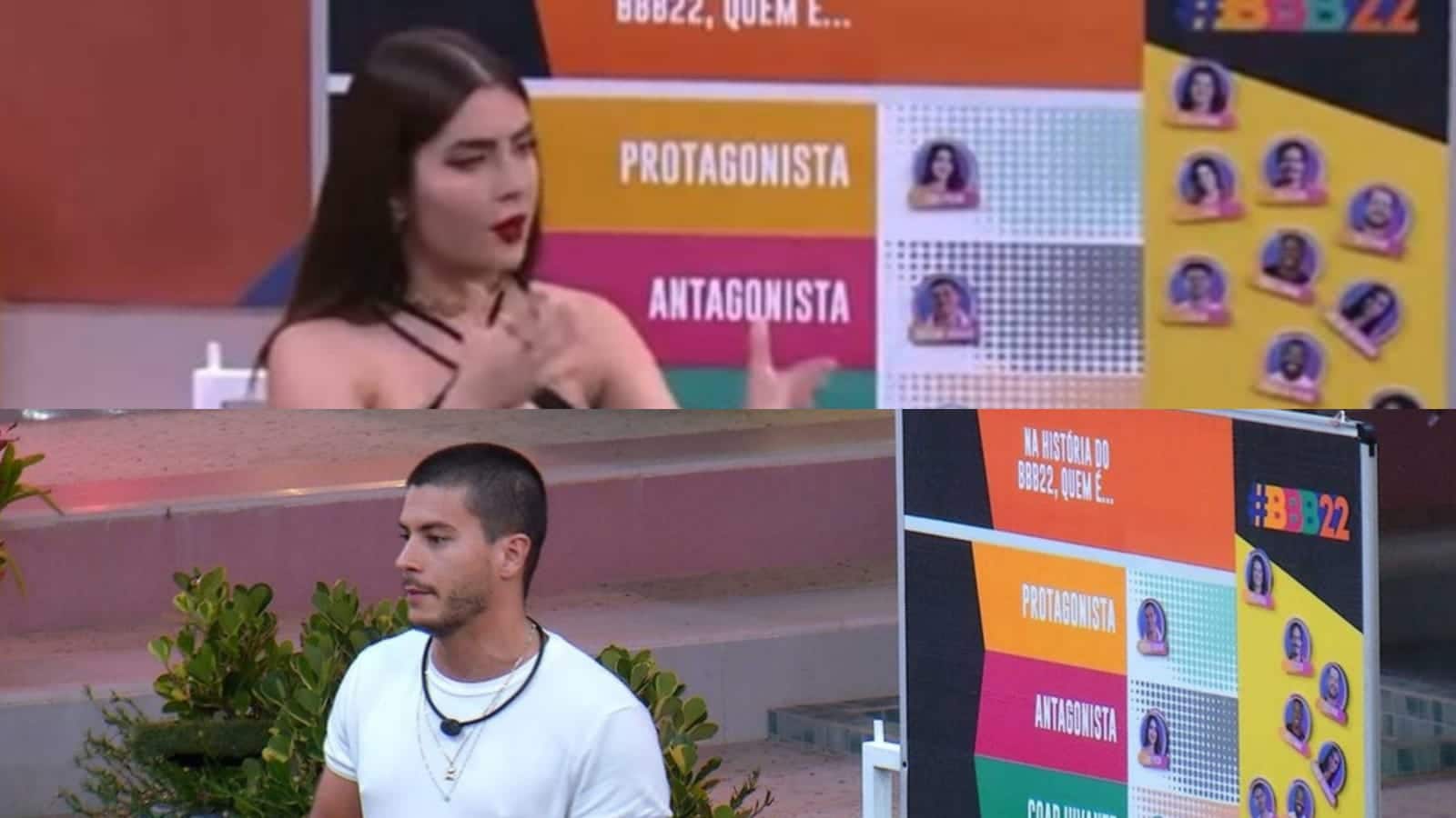 BBB22: Jade Picon e Arthur Aguiar trocam farpas no Jogo da Discórdia (Foto: Reprodução/Montagem)