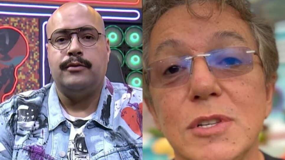 Tiago Abravanel fica frente a frente com Boninho após desistência do BBB22 (Foto: Reprodução/Montagem)