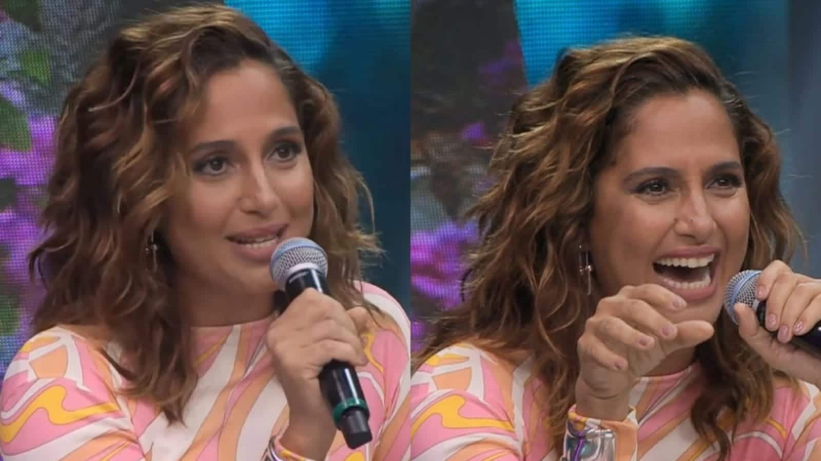 Camila Pitanga participou de Faustão na Band e anunciou telessérie do HBO Max (Foto: Reprodução/Montagem)