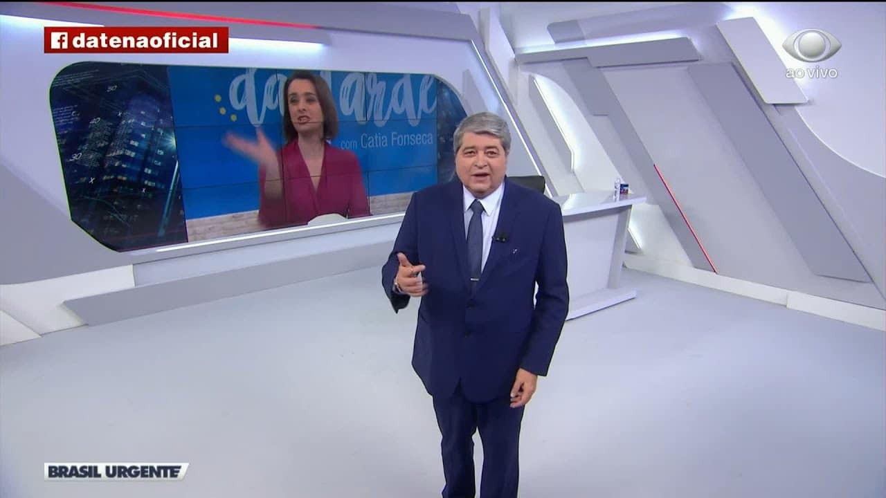 Datena e Catia Fonseca falam de Silvio Santos ao vivo na Band (Foto: Reprodução)