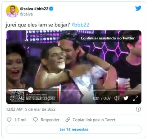 Web ficou em polvorosa com a possibilidade de Vyni e Eli se beijarem no BBB22 (Foto: Reprodução / Twitter)