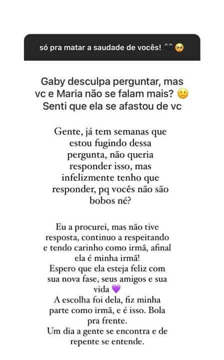 Irmã de Maria diz que ex-sister virou as costas para ela após BBB22 (Reprodução/Instagram)