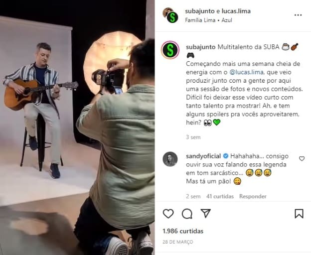 Post da agência de Lucas Lima (Foto: Reprodução/Instagram)