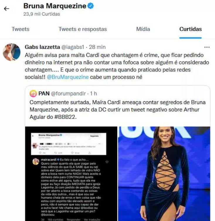 Bruna Marquezine curte comentário após polêmica com Maíra Cardi (Foto: Reprodução)