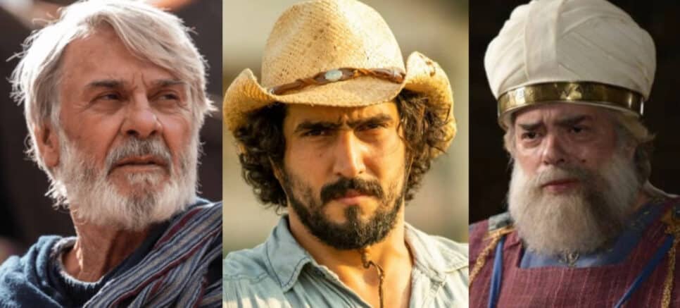 Abraão (Zécarlos Machado), José Leôncio (Renato Góes) e Eli (José Rubens Chachá): protagonistas da Globo e Record TV (Foto: Reprodução / Globo)