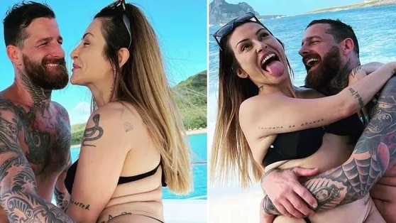 A famosa ex-atriz da Globo e herdeira de Fábio Jr, Cleo ao lado de seu marido (Foto: Reprodução)