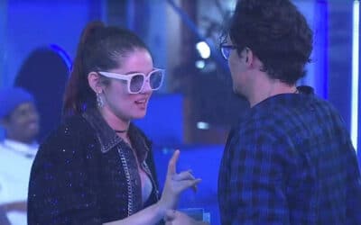 Eslovênia e Eliezer na festa do BBB22; a sister está no paredão deste domingo (3) (Foto: Reprodução / Globoplay)
