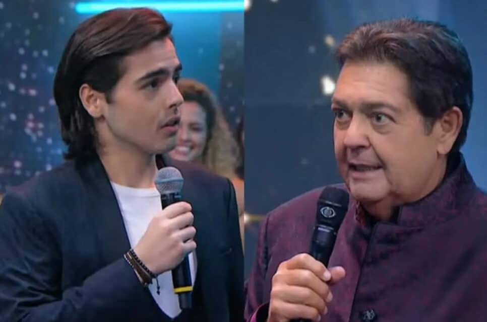 Faustão deu uma invertida no filho durante o seu programa na Band (Foto: Reprodução / Band)