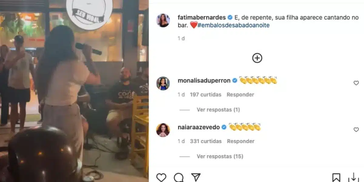 A filha de Fátima Bernardes teve o seu vídeo exposto nas redes sociais pela apresentadora do The Voice da Globo (Foto: Reprodução)