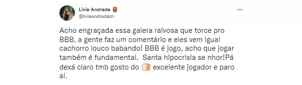 BBB22: Lívia Andrade rebate fãs de Arthur Aguiar após ataques e debocha (Reprodução)