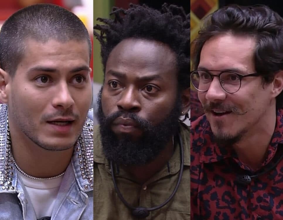 BBB22: Arthur, Douglas e Eliezer. Quem sai? (Foto: Reprodução / Globoplay)