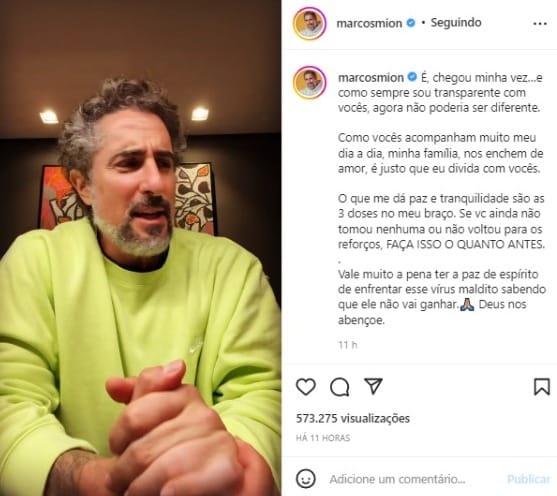 Marcos Mion postou um vídeo no Instagram revelando que contraiu Covid-19 (Foto: Reprodução)