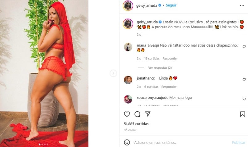 Post compartilhado por Geisy Arruda nas redes sociais (Foto: Reprodução/Instagram)