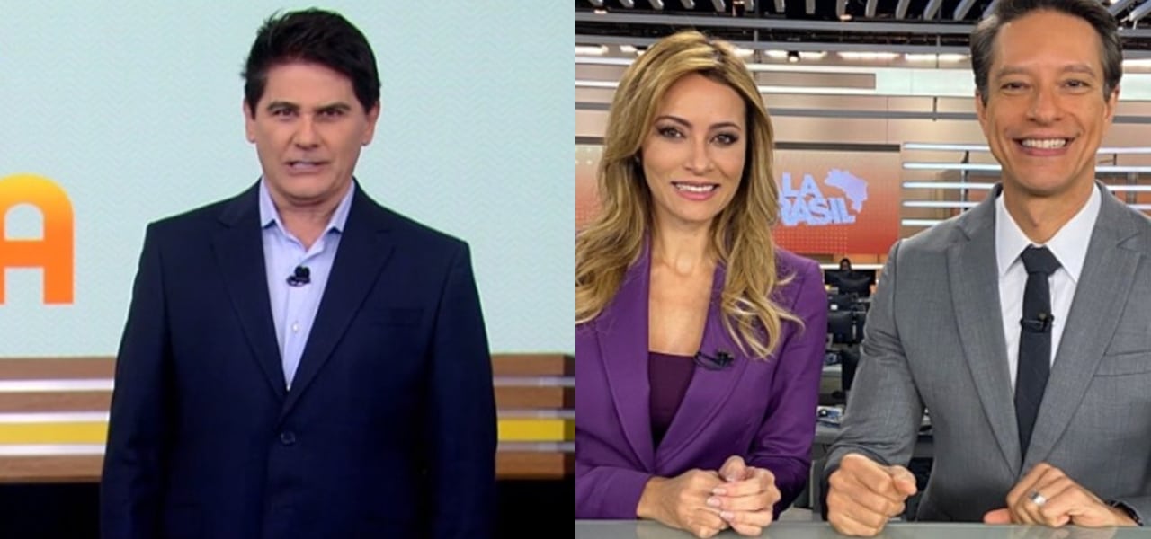 César Filho surpreendeu ao aparecer no link com Sergio Aguiar e Patrícia Costa na Record (Foto: Reprodução)