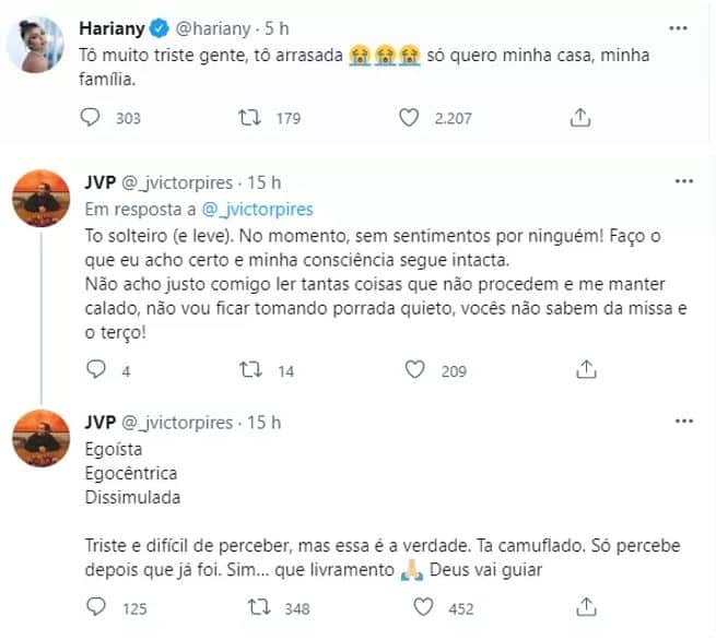 Hariany e ex-namorado desabafam no Twitter (Foto: Reprodução)