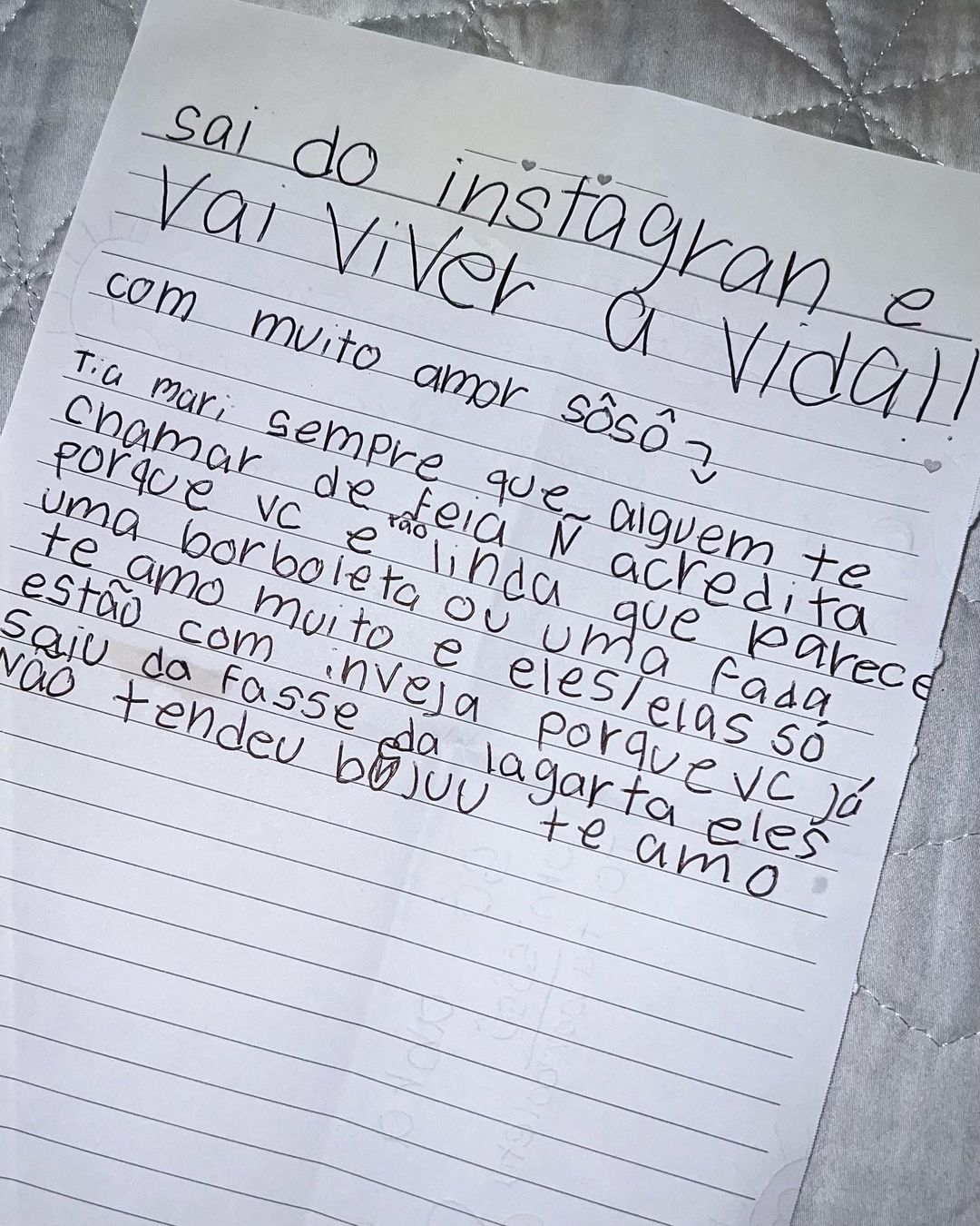 Filha de Cauã Reymond choca ao escrever carta emocionante para a madrasta (Reprodução)