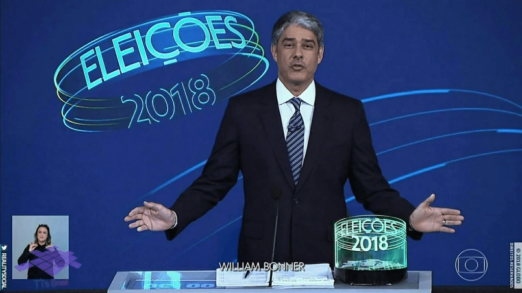 William Bonner no debate dos presidenciáveis da Globo em 2018 (Foto: Reprodução)