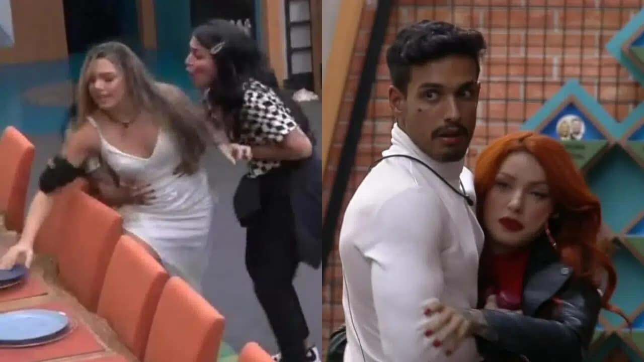 Power Couple: Brenda se revolta em briga, joga água em Karol e quase é atingida por prato (Reprodução)