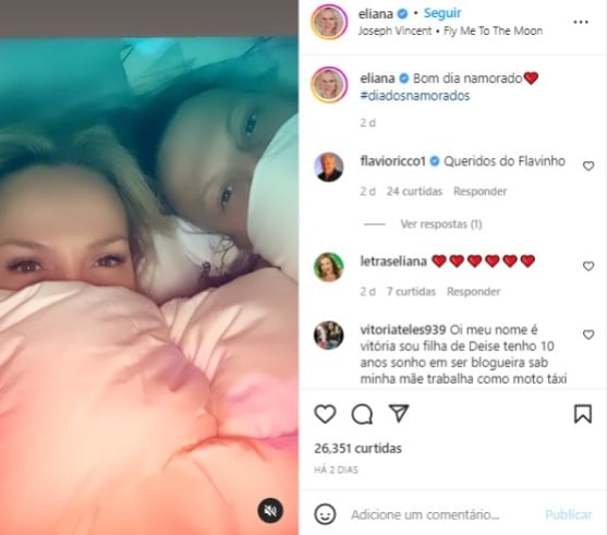 Post de Eliana no Dia dos Namorados (Foto: Reprodução/Instagram)