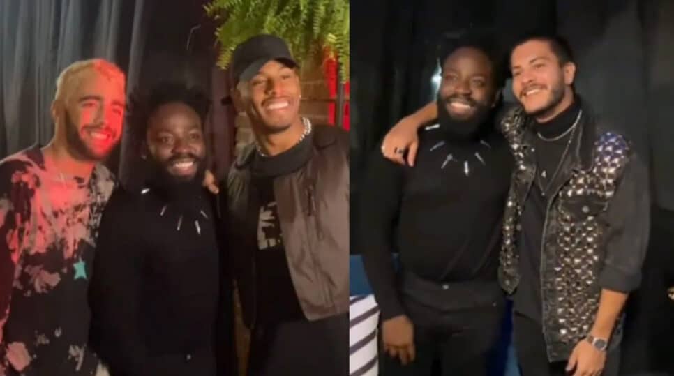 Comemoração de Douglas Silva tem 'torta de climão' entre ex-confinados do BBB22, Paulo André e Scooby, após chegada de Arthur Aguiar (Foto: Reprodução / Instagram)