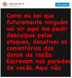 Antonia Fontenelle em mensagem publicada em seu perfil no Instagram sobre o 'caso' Klara Castanho (Foto: Reprodução / Instagram)