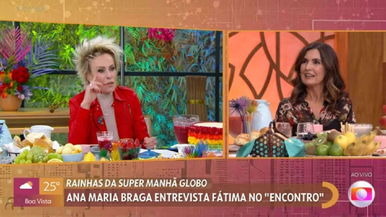 Fátima Bernardes fala demais em entrevista e leva bronca de Ana Maria Braga: “Calma” (Reprodução)