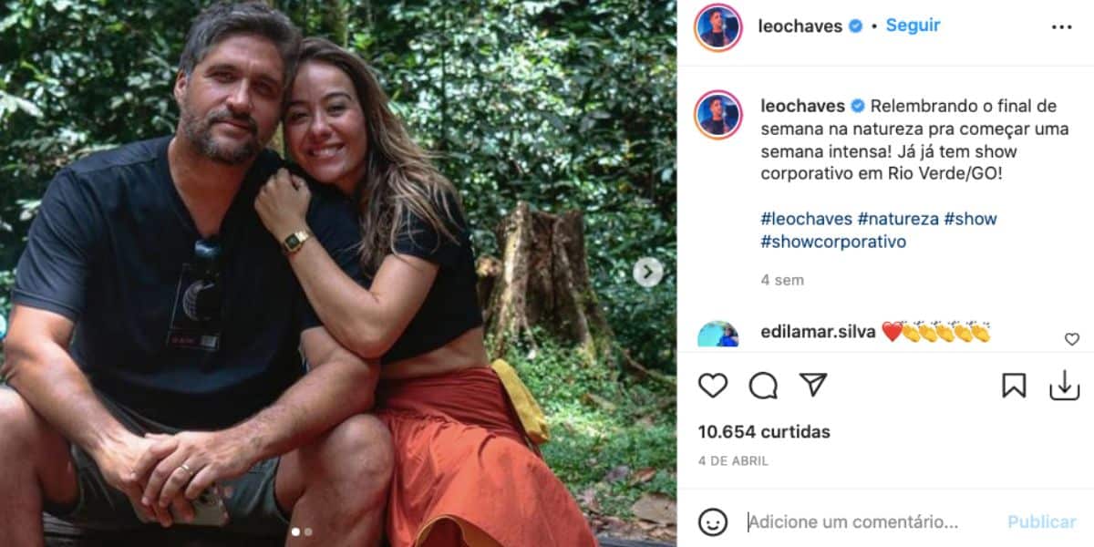 O cantor sertanejo, Léo Chaves ao lado de sua esposa (Foto: Reprodução)