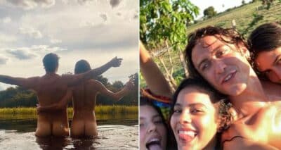Elenco de Pantanal nos bastidores (Foto: Reprodução)