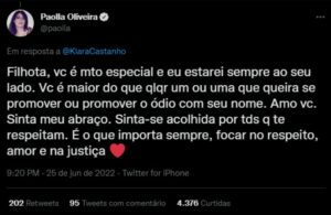 Paolla Oliveira foi mãe de Klara Castanho na novela Amor à Vida (Foto: Reprodução / Twitter)