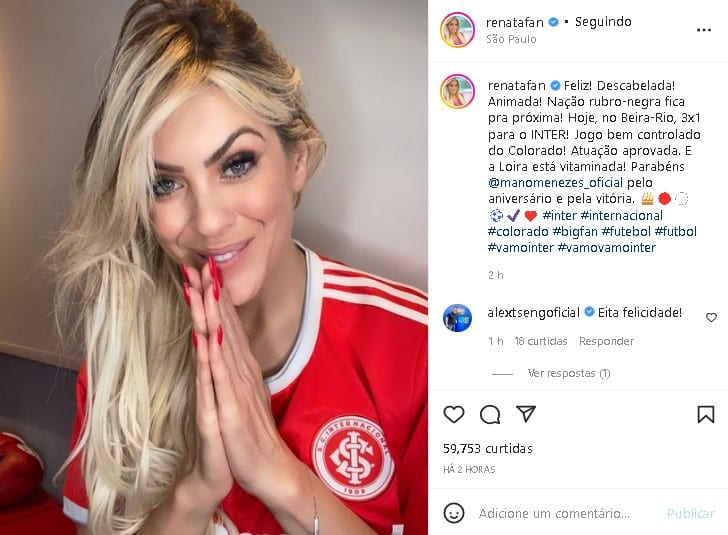 A famosa apresentadora do Jogo Aberto da Band, Renata Fan abriu o seu coração nas redes sociais (Foto: Reprodução)