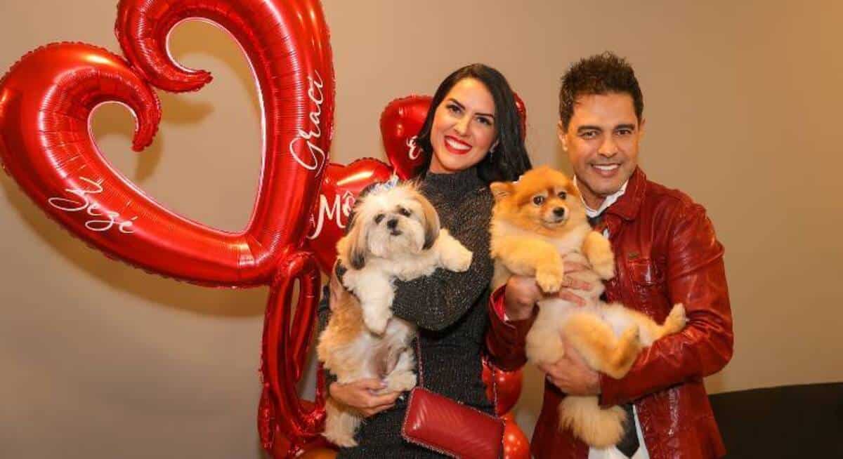 Graciele Lacerca e seu marido Zezé Di Camargo, antes do show no Dia dos Namorados