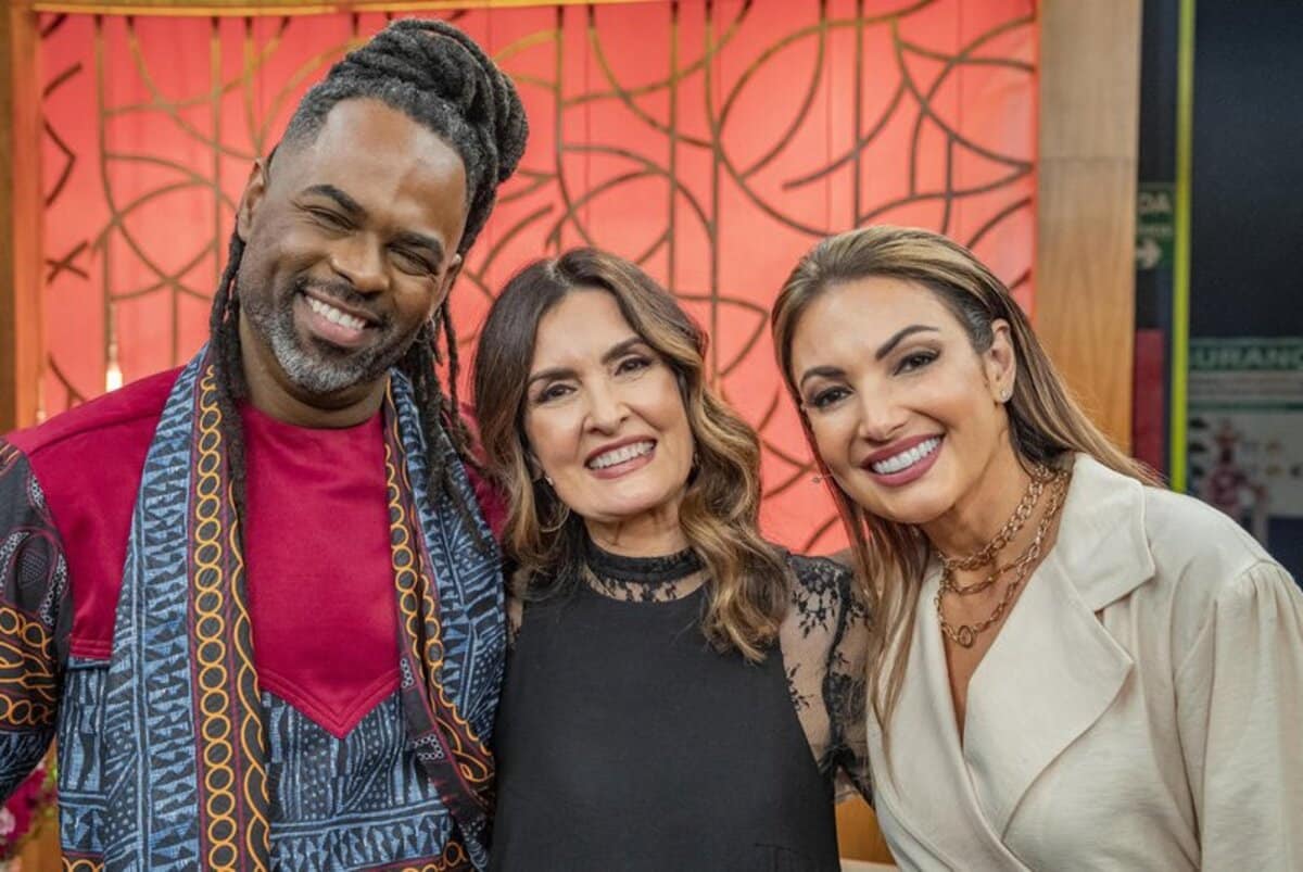 Manoel Soares, Fátima Bernardes e Patrícia Poeta na despedida da titular, Foto: Reprodução/Internet