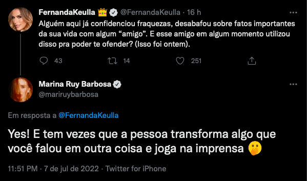 Marina Ruy Barbosa expõe traição de amigo e polemiza com desabafo: "Jogou pra imprensa" (Reprodução)