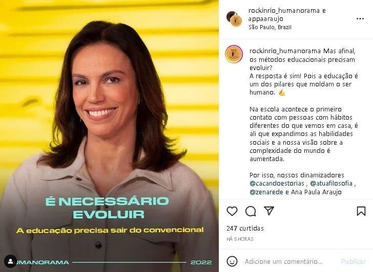 Ana Paula Araújo fala sobre educação (Foto: Reprodução/Instagram)