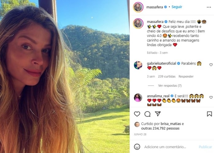 Grazi Massafera comemora seus 40 anos (Foto: Reprodução/Instagram)