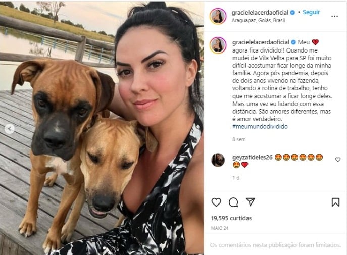 Graciele Lacerda e seus pets (Foto: Reprodução/Instagram) 