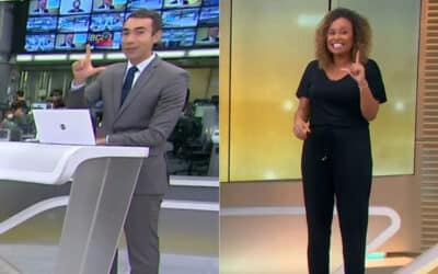 Ao vivo na Globo, Cesar Tralli choca ao fazer ‘L’ e quebrar protocolo (Reprodução)