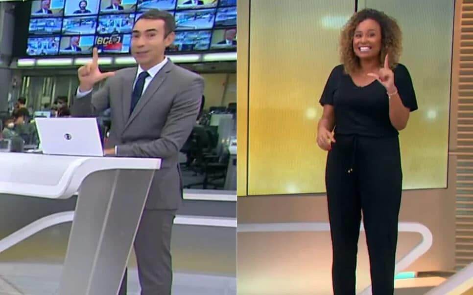 Ao vivo na Globo, Cesar Tralli choca ao fazer ‘L’ e quebrar protocolo (Reprodução)