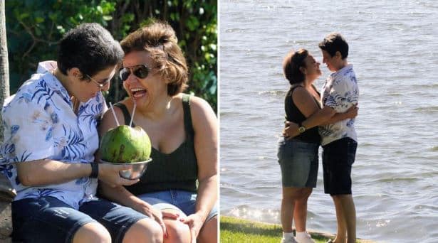 Claudia Rodrigues é flagrada aos beijos com Adriane Bonato (Foto: Reprodução)