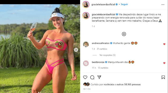 Graciele Lacerda se despede de férias (Foto: Reprodução)