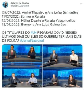 Titulares do Jornal Nacional, Bonner e Renata Vasconcellos se encontram pouco na bancada e verdade vem à tona (Foto: Reprodução / Twitter)