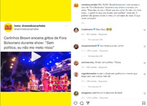 Sem revelar a sua preferência política se irá votar em Lula, Bolsonaro ou outro candidato, Carlinhos Brown foi duramente criticado em show (Foto: Reprodução / Instagram)